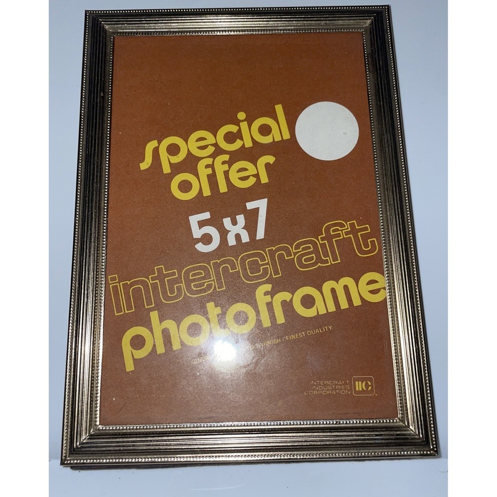 Vintage Intercraft Gold Tone Picture Frame Design On Border Edges 5x7